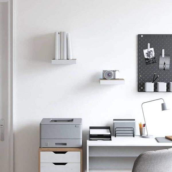 vidaXL Pakabinamos lentynos, 2vnt., ąžuolo/baltos, 23x23,5x3,8cm, MDF