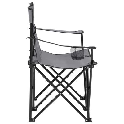 vidaXL Dvivietė sulankstoma stovyklavimo kėdė, pilka, plienas/audinys