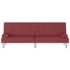 vidaXL Sofa-lova su puodelių laikikliais, raudonojo vyno, dirbtinė oda