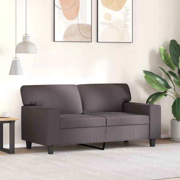 vidaXL Dvivietė sofa, pilkos spalvos, 120cm, dirbtinė oda