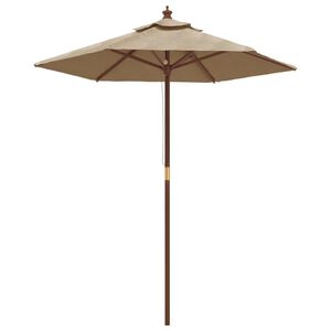 vidaXL Sodo skėtis su mediniu stulpu, taupe spalvos, 196x231cm