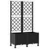 vidaXL Sodo vazonas su treliu ir ratais Juoda 80 x 40 x 146 cm PP