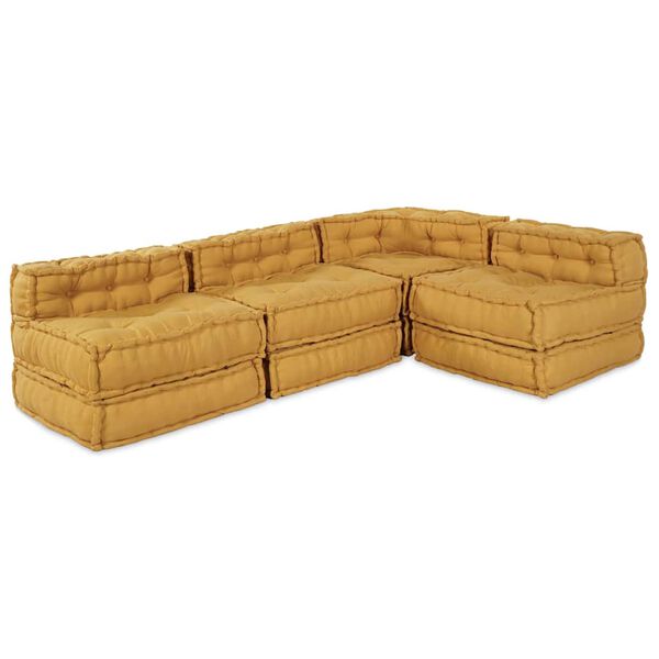 vidaXL Modulinė sofa 4 pcs Geltona audinys