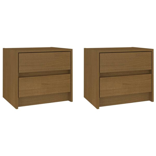 vidaXL Naktinės spintelės, 2vnt., medaus rudos, pu&scaron;ies masyvas