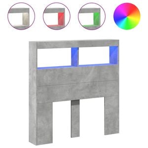 vidaXL Galvūgalis-spintelė su LED, betono pilkos spalvos, 100x17x102cm