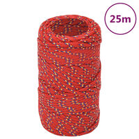 vidaXL Valties virvė, raudonos spalvos, 2mm, 25m, polipropilenas