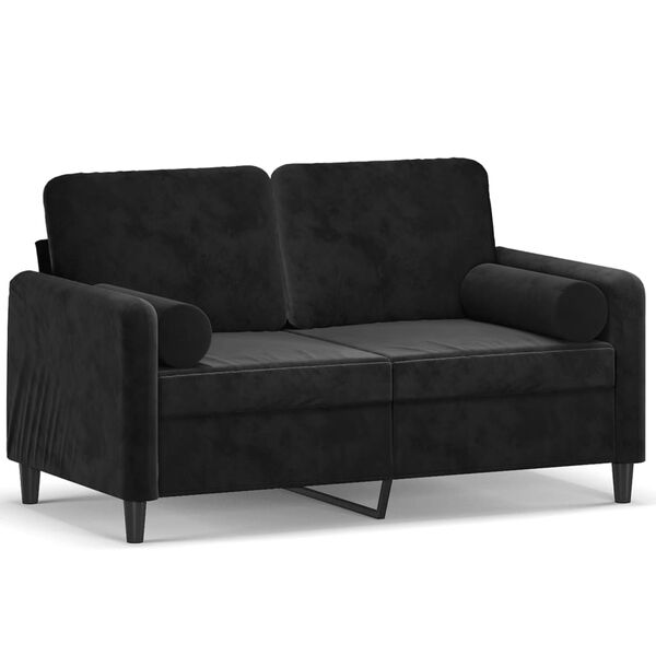 vidaXL Dvivietė sofa su pagalvėlėmis, juodos spalvos, 120cm, aksomas