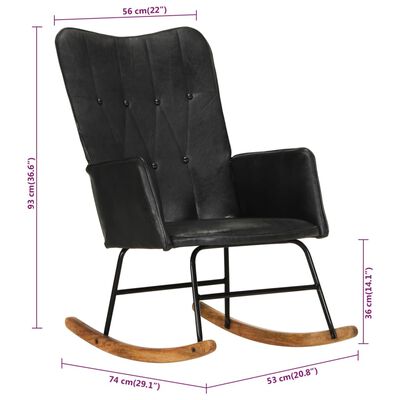 vidaXL Supama kėdė, juodos spalvos, tikra oda