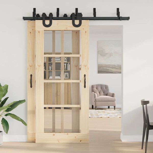 vidaXL Stumdomų durų įrangos rinkinys, juodos spalvos, 183 cm, plienas