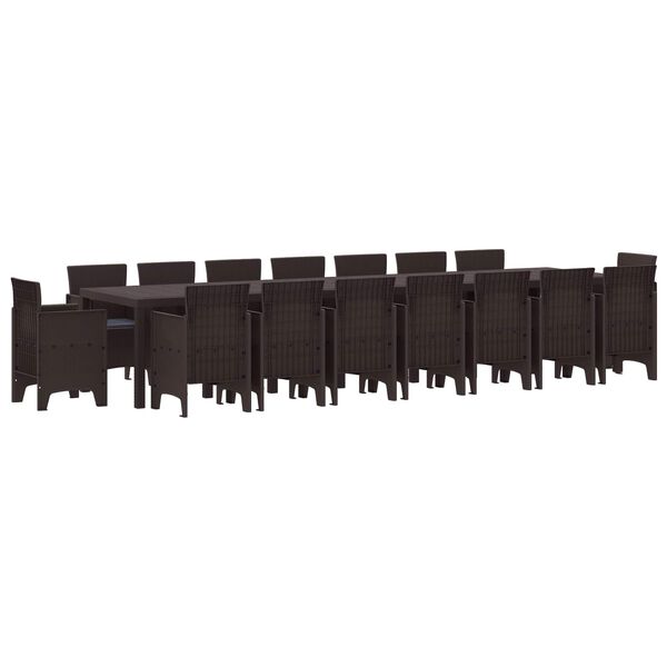 vidaXL Sodo valgomojo komplektas su pagalvėmis 17 pcs Ruda PP