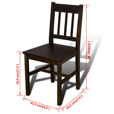 Medinis Valgomojo Stalas su 4 Kėdėmis, Rudos Spalvos