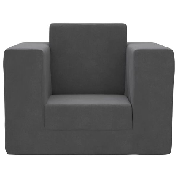 vidaXL Vaikiška sofa-lova, antracito spalvos, minkštas pliušas