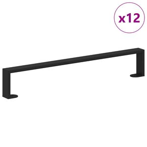 vidaXL Baldų kojelės 12 pcs Juoda 59,6 x 4 x 10 mm Geležis