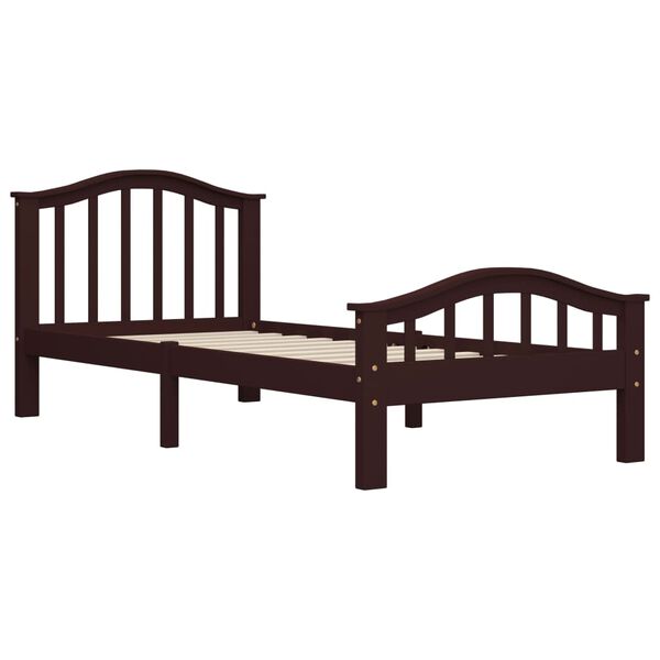 vidaXL Lovos rėmas su 2 stalčiais, tamsiai rudas, 90x200cm, pušis
