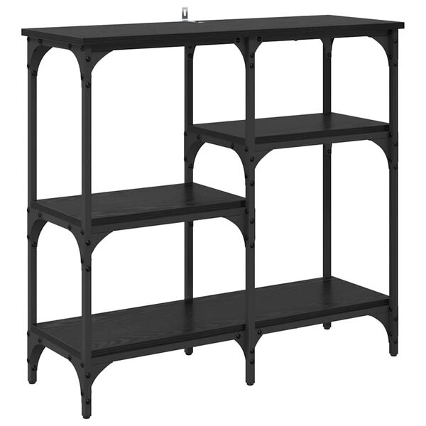 vidaXL Konsolinis stalas su lentyna Juodas ąžuolas 80 x 29 x 75 cm