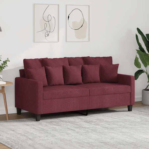 vidaXL Dvivietė sofa, raudonojo vyno spalvos, 140cm, audinys