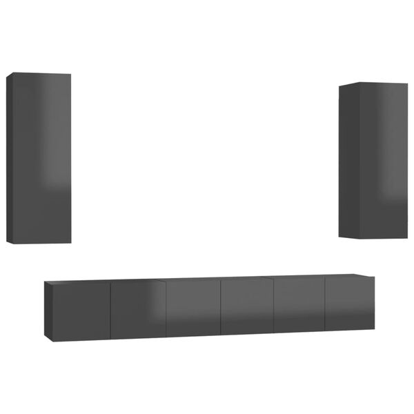 vidaXL Televizoriaus spintelių komplektas, 5 dalių, pilkas, MDP