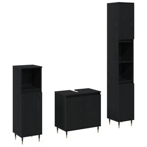 vidaXL Vonios baldų rinkinys 3 pcs Juodas ąžuolas 30 x 30 x 190 cm