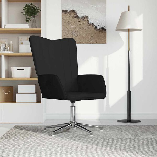 vidaXL Poilsio kėdė, juodos spalvos, aksomas