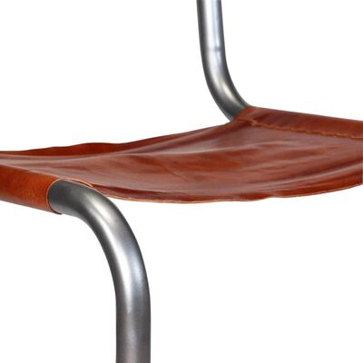 vidaXL Valgomojo kėdės, 2vnt., rudos spalvos, tikra oda