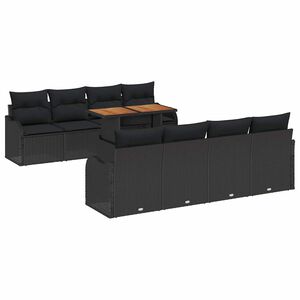 vidaXL Sodo Sofų Rinkinys su saugykla 9 pcs Juoda Poli ratanas