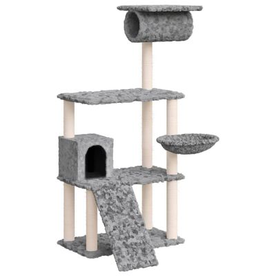 vidaXL Draskyklė katėms su stovais iš sizalio, šviesiai pilka, 131cm