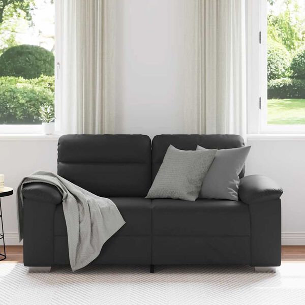 vidaXL Dvivietė sofa, juoda, 160x81x84 cm, dirbtinė oda