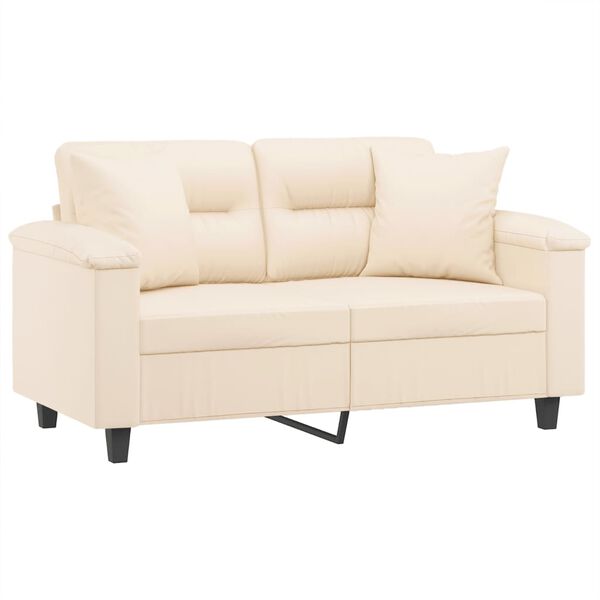 vidaXL Dvivietė sofa su pagalvėmis, smėlio, 120cm, audinys