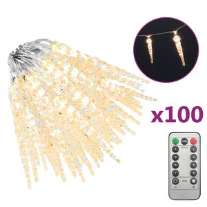 vidaXL Kalėdinė varveklio lemputė, 100 LED, &scaron;iltai balta, 10 m, akrilas, PVC