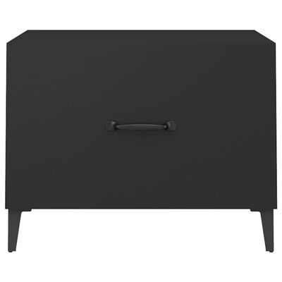 vidaXL Kavos staliukas su metalinėmis kojelėmis, juodas, 50x50x40cm