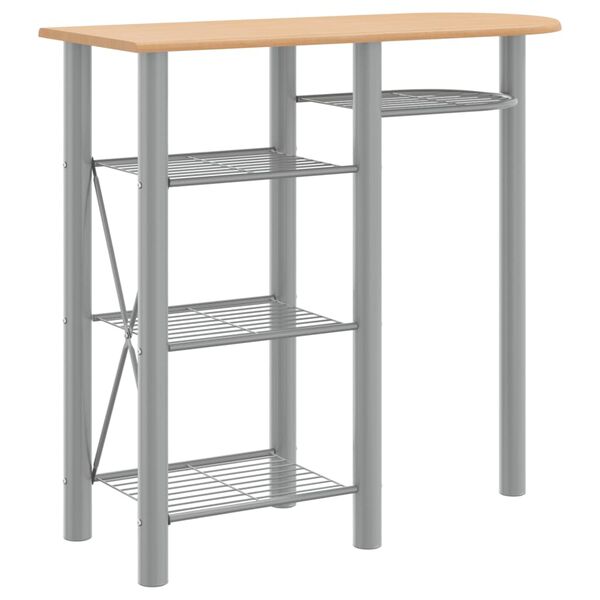 vidaXL Baro baldų komplektas, 3 dalių, pilkas/rudas, mediena/geležis