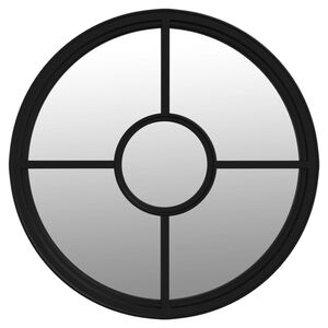 vidaXL Sodo veidrodis, juodos spalvos, 60x4cm, geležis, apskritas