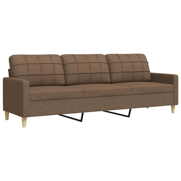 vidaXL Trivietė sofa, rudos spalvos, 210cm, audinys