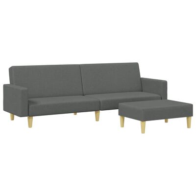 vidaXL Dvivietė sofa-lova su pakoja, tamsiai pilkos spalvos, audinys