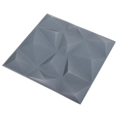 vidaXL 3D sienų plokštės, 48vnt., pilkos, 50x50cm, 12m², deimantų