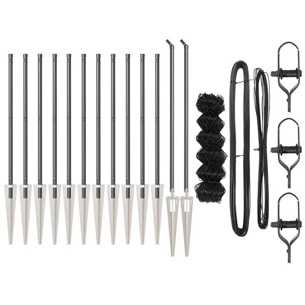 vidaXL Tvorelės stulpas Pilka 25 x 0,8 m (60 x 60 mm tinklas) Plienas