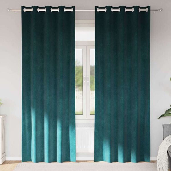 vidaXL Užtemdymo užuolaidos 2 pcs Tamsiai žalia 140 x 225 cm Aksomas