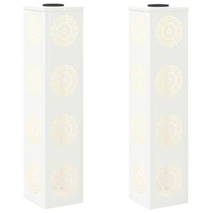 vidaXL Saulės LED &scaron;aligatvio &scaron;viesa 2 vnt. &Scaron;ilta balta 18 x 18 x 80 cm