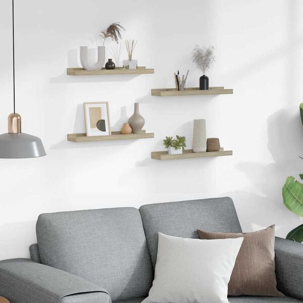 vidaXL Sieninės lentynos, 4vnt., sonoma ąžuolo spalvos, 40x9x3cm