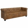 vidaXL Chesterfield trivietė sofa, dirbtinė oda, ruda