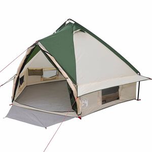 vidaXL Teepee palapinė 4 asmenims Žalia ir Pilka 388 x 320 x 169 cm