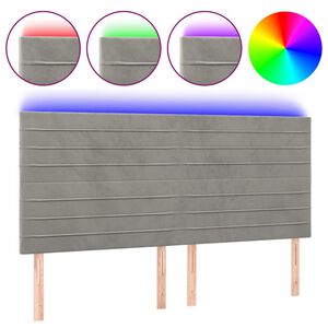 vidaXL Galvūgalis su LED, &scaron;viesiai pilkas, 180x5x118/128cm, aksomas