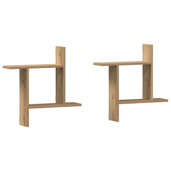 vidaXL Sieninės lentynos, 2vnt., artisano ąžuolo, 50x12x50cm, mediena