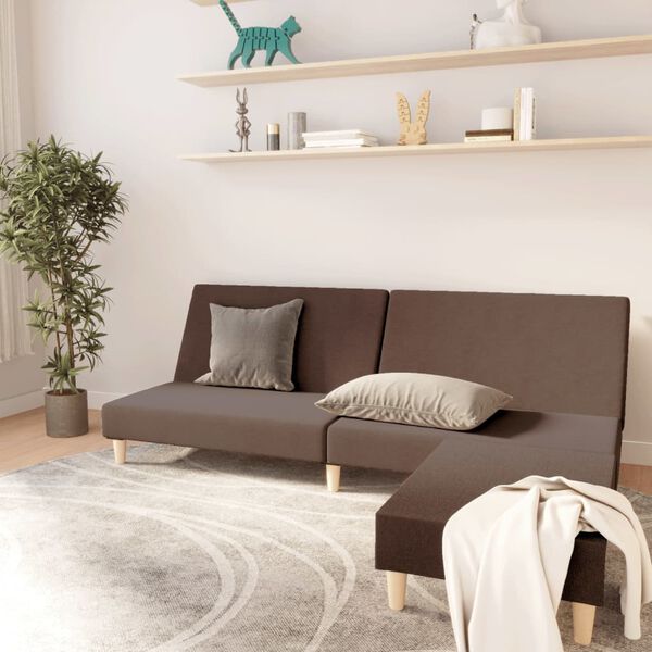 vidaXL Dvivietė sofa-lova su pakoja, taupe spalvos, audinys