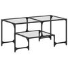 vidaXL Kavos staliukas su skaidriu stalviršiu, 98,5x50x45cm, plienas