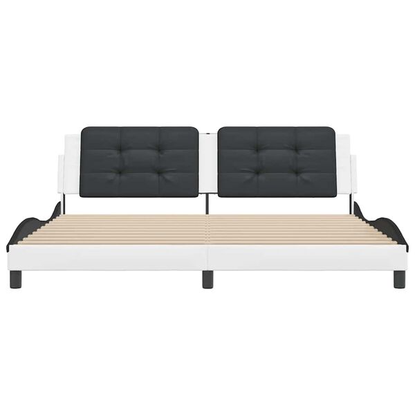 vidaXL Lovos rėmas be čiužinio, Zadar, baltas/juodas, 200x200cm, dirbtinė oda