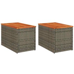 vidaXL &Scaron;oniniai sodo staliukai, 2vnt., pilki, 55x34x37cm, poliratanas