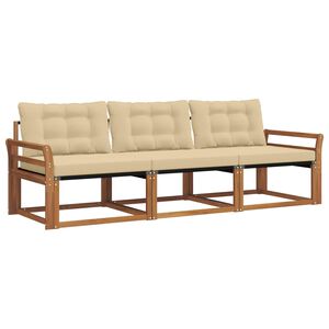 vidaXL Lauko sofos komplektas su pagalve 3 pcs Natūralus ir bežinis