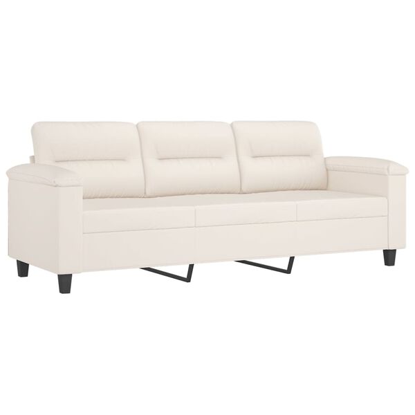 vidaXL Trivietė sofa su pagalvėmis, smėlio, 180cm, audinys