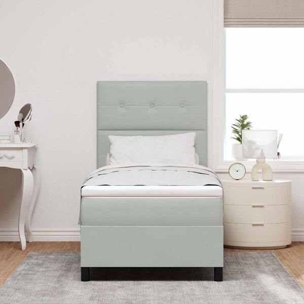 vidaXL LED Čiužinio Lova &Scaron;viesiai pilka 90 x 190 cm audinys